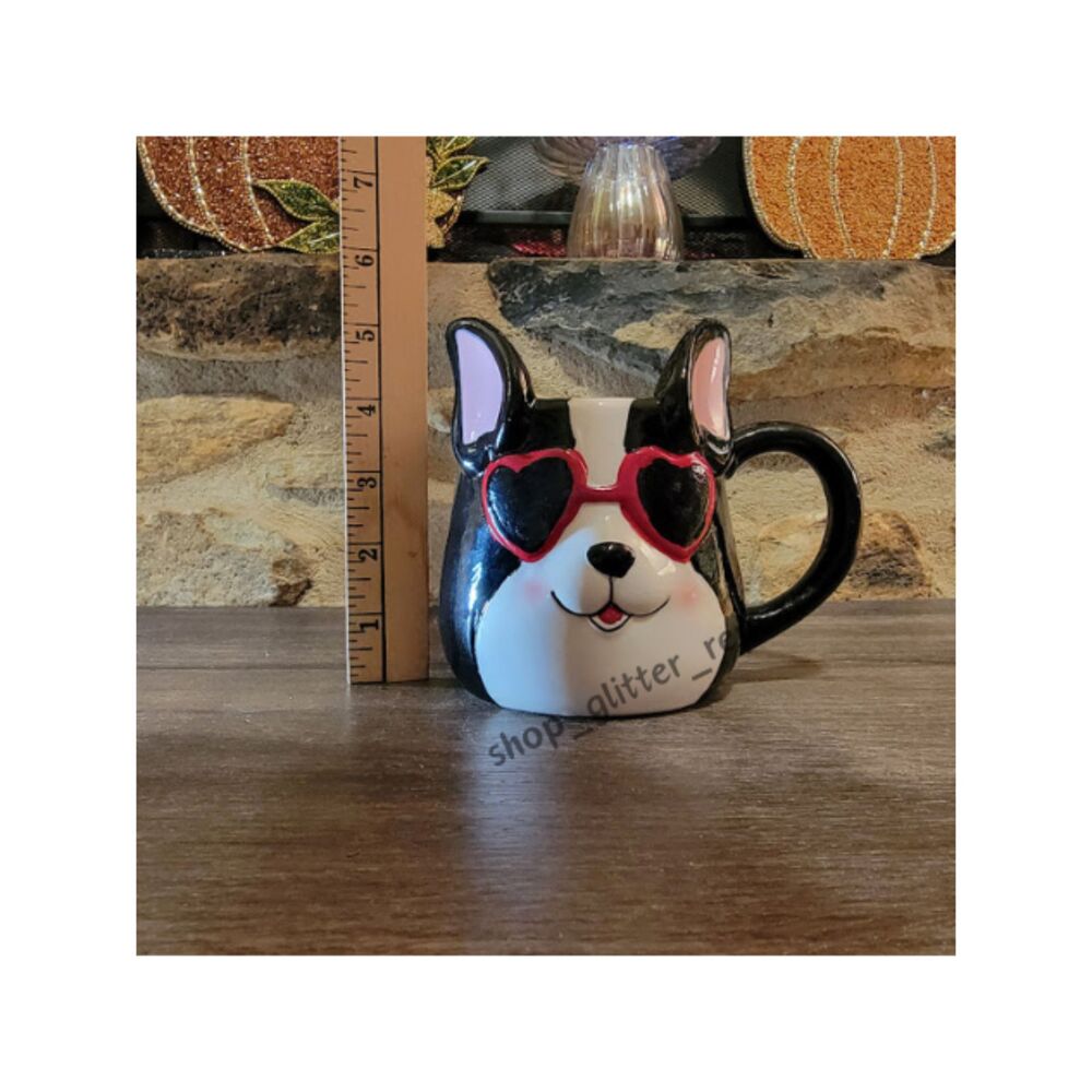 LAST CALL - Cute Dog With Heart Sunglasses Mug Cup Valentines Frenchie Corgi